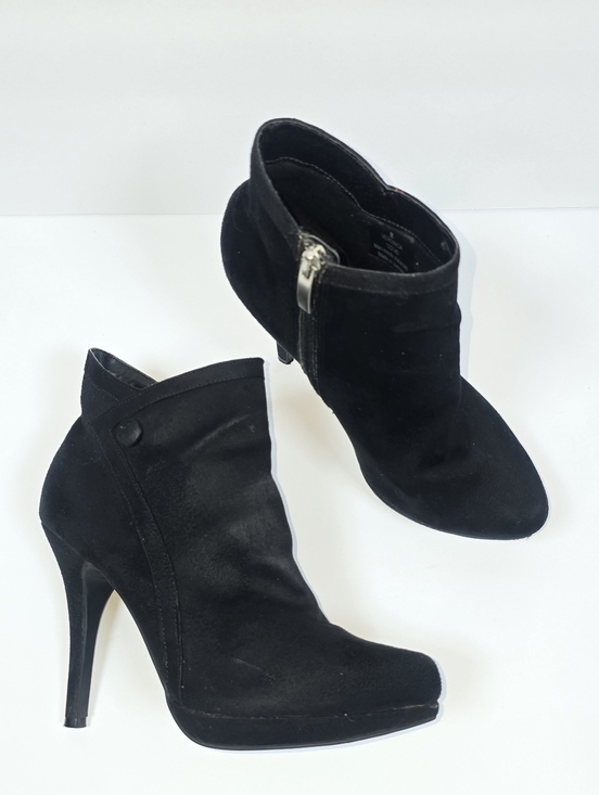 Limelight Shoes - Limelight Black Suede Platform Stiletto Ankle Boots Side Zip Heeled Booties 38